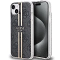 Etui Guess IML 4G Gold Stripe na iPhone 15 Plus / 14 Plus - czarne