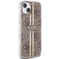 Etui Guess IML 4G Gold Stripe na iPhone 15 Plus / 14 Plus - brązowe