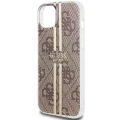 Etui Guess IML 4G Gold Stripe na iPhone 15 Plus / 14 Plus - brązowe