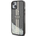 Etui Guess Liquid Glitter Gold Stripes na iPhone 15 Plus / 14 Plus - czarne