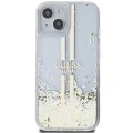 Etui Guess Liquid Glitter Gold Stripes na iPhone 15 Plus / 14 Plus - przezroczyste