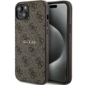 Etui Guess 4G Collection Leather Metal Logo MagSafe na iPhone 15 Plus / 14 Plus - brązowe