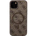 Etui Guess 4G Collection Leather Metal Logo MagSafe na iPhone 15 Plus / 14 Plus - brązowe