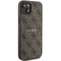 Etui Guess 4G Collection Leather Metal Logo MagSafe na iPhone 15 Plus / 14 Plus - brązowe