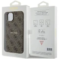 Etui Guess 4G Collection Leather Metal Logo MagSafe na iPhone 15 Plus / 14 Plus - brązowe