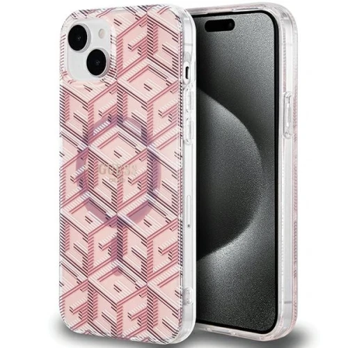 Etui Guess IML GCube MagSafe na iPhone 15 Plus / 14 Plus - różowe