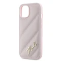 Etui Karl Lagerfeld Diagonal Quilted Script na iPhone 15 Plus / 14 Plus - różowe