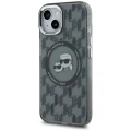 Etui Karl Lagerfeld IML Monogram Karl & Choupette Head MagSafe na iPhone 15 Plus - czarne