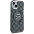 Etui Karl Lagerfeld IML Monogram Karl & Choupette Head MagSafe na iPhone 15 Plus - czarne