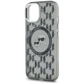 Etui Karl Lagerfeld IML Monogram Karl & Choupette Head MagSafe na iPhone 15 Plus - czarne