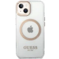 Etui Guess Metal Outline MagSafe na iPhone 15 Plus / 14 Plus - złote