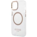Etui Guess Metal Outline MagSafe na iPhone 15 Plus / 14 Plus - złote