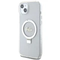 Etui Guess Ring Stand Script Glitter MagSafe na iPhone 15 Plus / 14 Plus 6.7" - przezroczyste