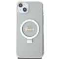 Etui Guess Ring Stand Script Glitter MagSafe na iPhone 15 Plus / 14 Plus 6.7" - przezroczyste