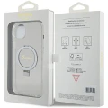 Etui Guess Ring Stand Script Glitter MagSafe na iPhone 15 Plus / 14 Plus 6.7" - przezroczyste