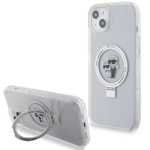 Etui Karl Lagerfeld Ring Stand Karl&Choupettte MagSafe na iPhone 15 Plus / 14 Plus 6.7" - białe