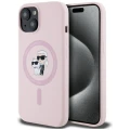 Etui Karl Lagerfeld Silicone Karl&Choupette MagSafe na iPhone 15 Plus - różowe