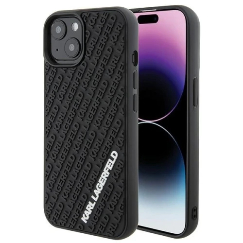 Etui Karl Lagerfeld 3D Rubber Multi Logo na iPhone 15 - czarne