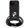Etui Karl Lagerfeld Crossbody Saffiano Metal Pin Karl&Choupette na iPhone 15 - czarne