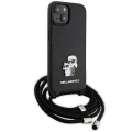 Etui Karl Lagerfeld Crossbody Saffiano Metal Pin Karl&Choupette na iPhone 15 - czarne