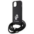 Etui Karl Lagerfeld Crossbody Saffiano Metal Pin Karl&Choupette na iPhone 15 - czarne