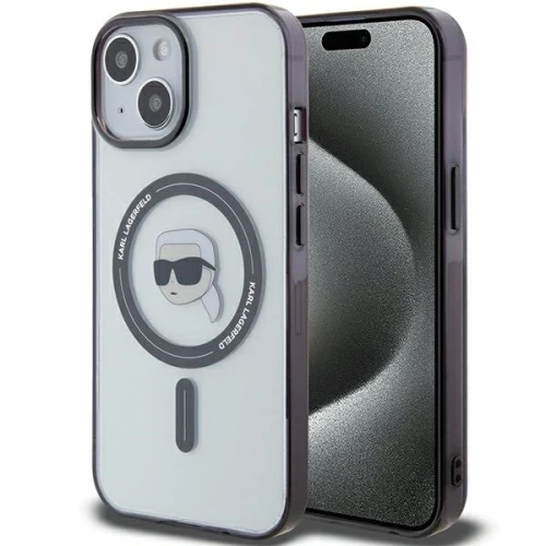 Etui Karl Lagerfeld IML Karl's Head MagSafe do iPhone 15 - przezroczyste