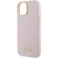 Etui Guess Silicone Script Metal Logo & Frame do iPhone 15 - różowe