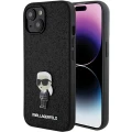 Etui Karl Lagerfeld Fixed Glitter Ikonik Logo Metal Pin do iPhone 15 - czarne