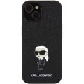 Etui Karl Lagerfeld Fixed Glitter Ikonik Logo Metal Pin do iPhone 15 - czarne