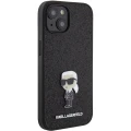 Etui Karl Lagerfeld Fixed Glitter Ikonik Logo Metal Pin do iPhone 15 - czarne