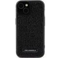 Etui Karl Lagerfeld Rhinestone Logo Metal Plate do iPhone 15 - czarne