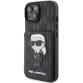 Etui Karl Lagerfeld Saffiano Cardslots and Stand Monogram Ikonik Patch do iPhone 15 - czarne