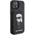 Etui Karl Lagerfeld Saffiano Cardslots and Stand Monogram Ikonik Patch do iPhone 15 - czarne