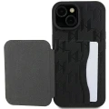 Etui Karl Lagerfeld Saffiano Cardslots and Stand Monogram Ikonik Patch do iPhone 15 - czarne