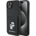 Etui Karl Lagerfeld Saffiano Cardslot Karl&Choupette Metal Pin do iPhone 15 - czarne
