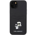 Etui Karl Lagerfeld Saffiano Cardslot Karl&Choupette Metal Pin do iPhone 15 - czarne