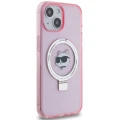 Etui Karl Lagerfeld Ring Stand Choupette Head MagSafe do iPhone 15 - różowe