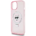 Etui Karl Lagerfeld Ring Stand Choupette Head MagSafe do iPhone 15 - różowe