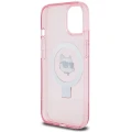 Etui Karl Lagerfeld Ring Stand Choupette Head MagSafe do iPhone 15 - różowe