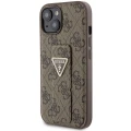 Etui Guess Grip Stand 4G Triangle Strass na iPhone 15 - brązowe