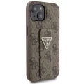 Etui Guess Grip Stand 4G Triangle Strass na iPhone 15 - brązowe