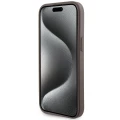 Etui Guess Grip Stand 4G Triangle Strass na iPhone 15 - brązowe