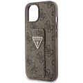 Etui Guess Grip Stand 4G Triangle Strass na iPhone 15 - brązowe