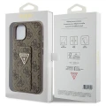 Etui Guess Grip Stand 4G Triangle Strass na iPhone 15 - brązowe