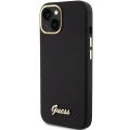 Etui Guess Silicone Script Metal Logo & Frame na iPhone 15 - czarne