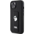 Etui Karl Lagerfeld Gripstand Saffiano Choupette Pins na iPhone 15 - czarne