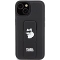 Etui Karl Lagerfeld Gripstand Saffiano Choupette Pins na iPhone 15 - czarne
