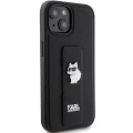 Etui Karl Lagerfeld Gripstand Saffiano Choupette Pins na iPhone 15 - czarne