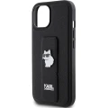 Etui Karl Lagerfeld Gripstand Saffiano Choupette Pins na iPhone 15 - czarne