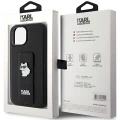 Etui Karl Lagerfeld Gripstand Saffiano Choupette Pins na iPhone 15 - czarne